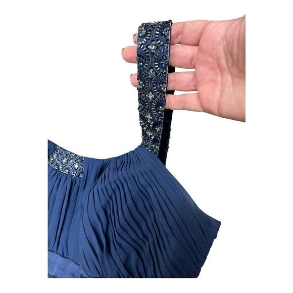 David’s Bridal Bridesmaid Navy Blue Beaded Straps Formal Maxi Dress Sz XXL - Picture 6 of 9